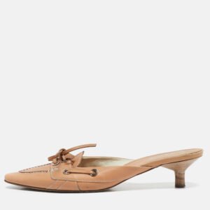 Tod's Beige Leather Shirley Mules Size 38.5