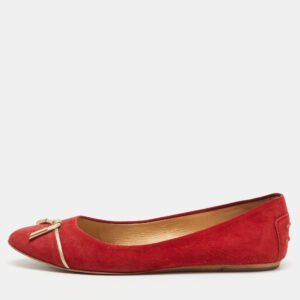 Tod's Red Suede Tassel Ballet Flats Size 39