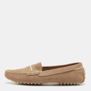 tod's beige/gold suede penny loafers size 39