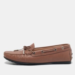 Tod's Blush Pink Leather Bow Loafers Size 39.5