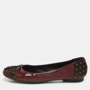 Tod's Brown/Burgundy Suede and Patent Leather Bow Ballet Flats Size 39