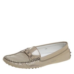 Tod's Grey Patent Leather Slip on Loafers Size 40.5