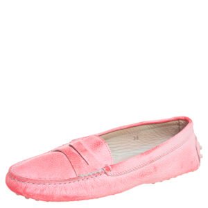 Tod's Pink Leather Penny Loafers Size 38