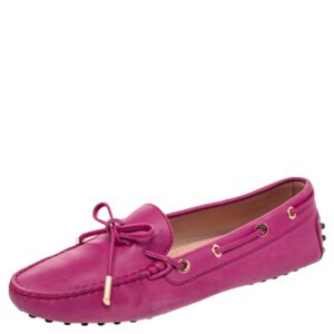 Tod's Pink Leather Gommino Slip On Loafers Size 38