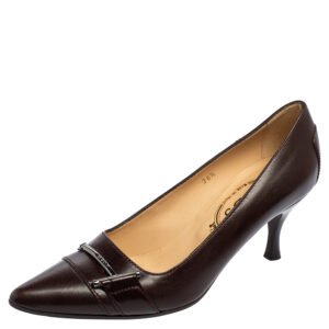 Tod's Brown Patent Leather Pointed Toe Pumps Size 36.5