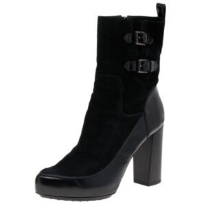 Tod's Black Suede And Leather Ankle Boots Size 39.5