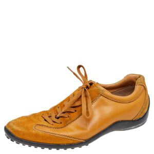 Tod's Brown Leather And Suede Lace Up Sneakers Size 37.5