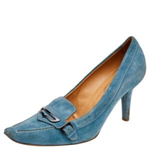 Tod's Blue Suede Pointed Toe Loafer Pumps Size 37.5