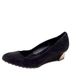 Tod's Black Suede Wedge Pumps Size 36