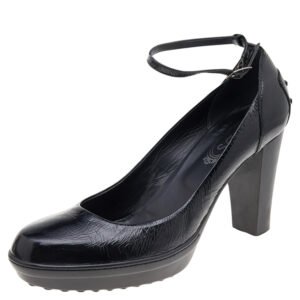 Tod's Black Patent Leather Ankle Strap Pumps Size 39