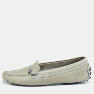 Tod's Olive Green Leather Slip On Loafers Size 39.5