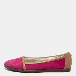 Tod's Pink/Brown Suede And Leather  Ballet Flats Size 40