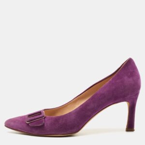 Tod's Purple Suede Buckle Pumps Size 39.5