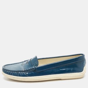 Tod's Teal Patent Leather Penny Loafers Size 35
