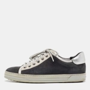 Tod's Black/Grey Nubuck Leather Low Top Sneakers Size 35