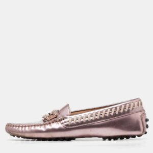 Tod's Pink Patent Leather Gommino Slip On Loafers Size 36