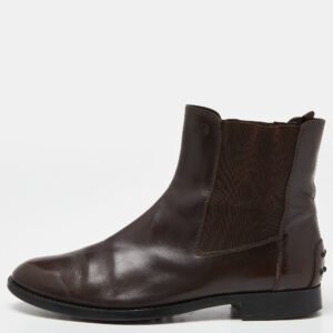 Tod's Brown Leather Slip On Ankle Boots Size 39