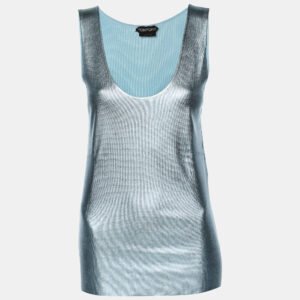 Tom Ford Metallic Baby Blue Viscose Tank Top S