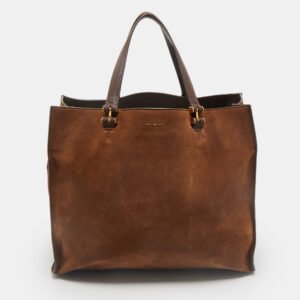 Tom Ford Two Tone Brown Suede Tote