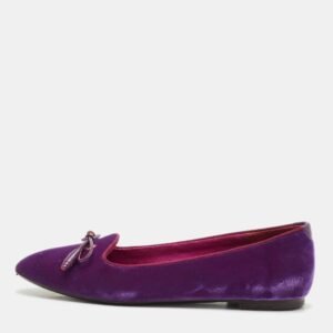 Tom Ford Purple Velvet Bow Almond Toe Smoking Slippers Size 39
