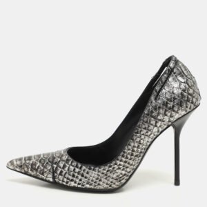 luxury-women-tom-ford-used-shoes-p1145843-007 Tom Ford Silver/Black Python Pointed Toe Pumps Size 37