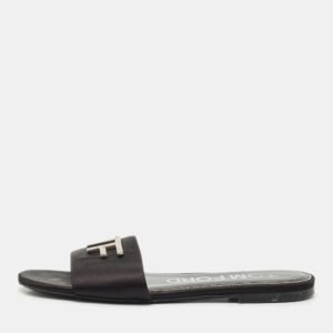 tom ford black satin tf flat slides size 38