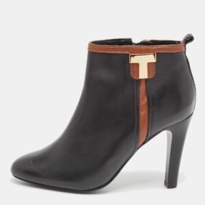 Tory Burch Black/Brown Leather Ankle Length Boots Size 37.5