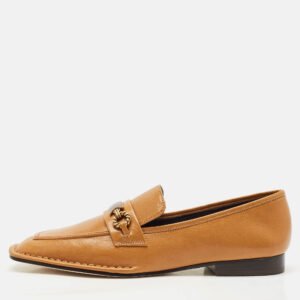 Tory Burch Tan Leather Perrine Penny Loafers Size 38