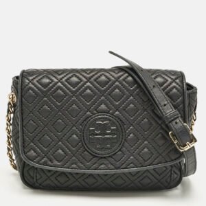 Tory Burch Black Quilted Leather Marion Crossbody Bag