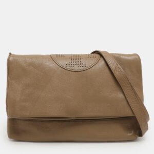 tory burch beige leather kipp foldover shoulder bag