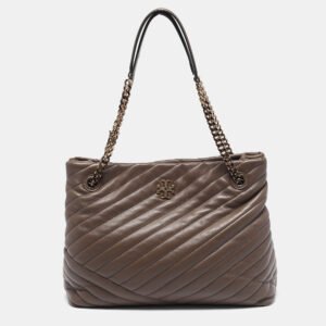 Tory Burch Beige Chevron Leather Kira Tote