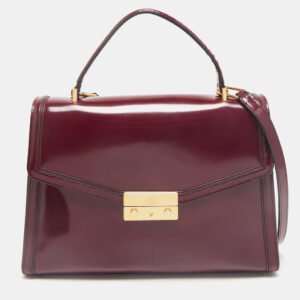 Tory Burch Burgundy Patent Leather Juliette Top Handle Bag
