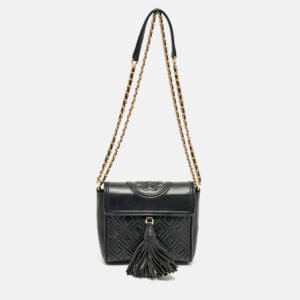 luxury-women-tory-burch-used-handbags-p1158360-018.jpg Tory Burch Black Quilted Leather Fleming Tassel Crossbody Bag