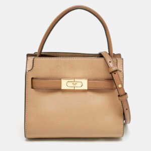Tory Burch Brown Leather Petite Lee Radziwill Double Tote