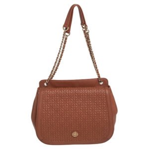 Tory Burch Brown Leather Flap Shoulder Bag