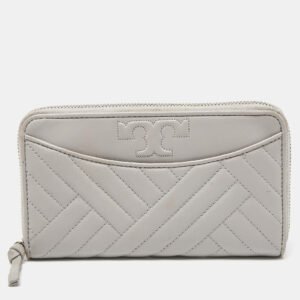 Tory Burch Grey Leather Alexa Continental Wallet