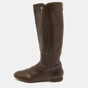 Tory Burch Dark Brown Leather Riding Knee Length Boots Size 41