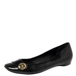 Tory Burch Black Patent Leather Andi Ballet Flats Size 39
