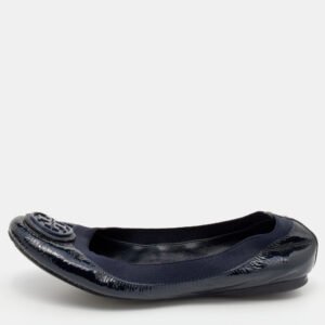 Tory Burch Blue Patent Leather Caroline Ballet Flats 36.5