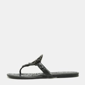 Tory Burch Navy Blue/Black Leather Slide Flats Size 40