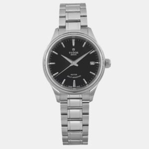 Tudor Black Stainless Steel  Style 12300-0002 Automatic Women's Wristwatch 34mm