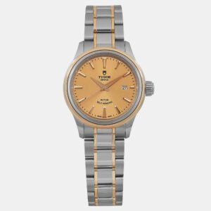 luxury-women-tudorslug-used-watches-p1099368-005 Tudor Champagne 18K Yellow Gold Stainless Steel Style 12103-0001 Automatic Women's Wristwatch 28 mm