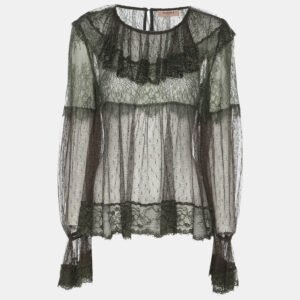 Twinset Green Knitted Lace Long Sleeve Tops M