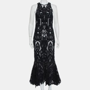 Jonathan Simkhai Black Lace & Tulle Mermaid Sheer Gown M