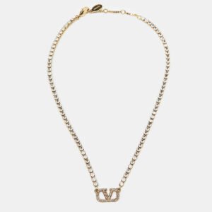 Valentino VLogo Signature Crystals Gold Tone Necklace