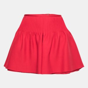 Valentino Red Wool & Silk Pintucked Shorts S