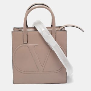 Valentino Dusty Pink Leather Small VLogo Walk Tote