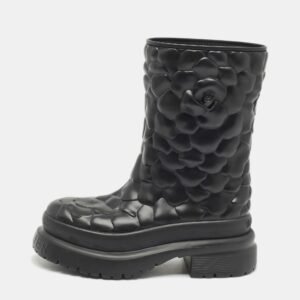 valentino black rubber atelier 03 rose edition rain boots size 37