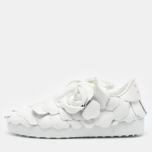 Valentino White Leather Atelier 03 Rose Edition Low Top Sneakers Size 36