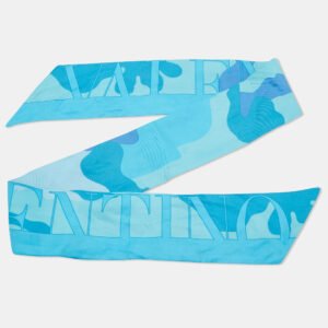 Valentino Blue Camouflage Print Silk Bandeau